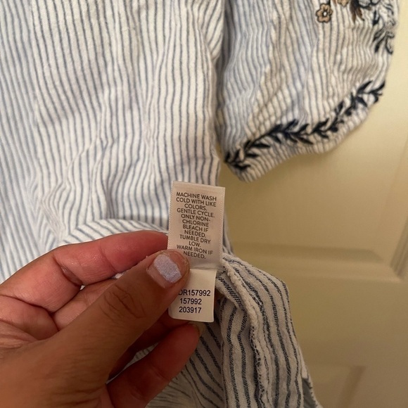 JJILL STRIPED BLUE AND WHITE EMBROIDERED DRESS​ - Picture 6 of 6